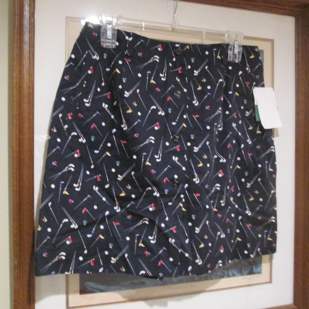 NWT unique golf print button front skirt skort NEW